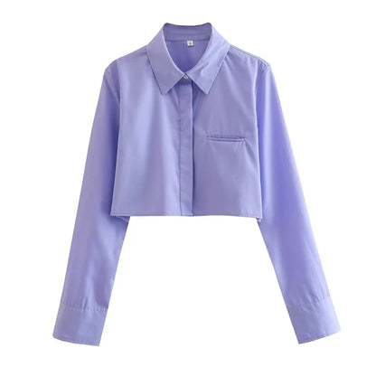 IRENE | Dames cropped blouse met lange mouwen