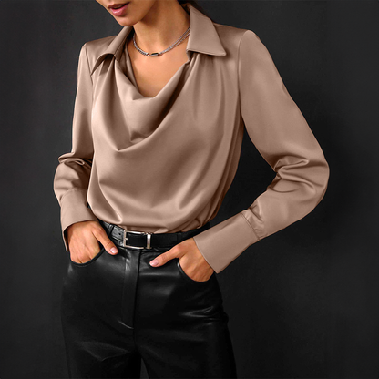 Taura Blouse | Satijnen Blouse met lange mouwen