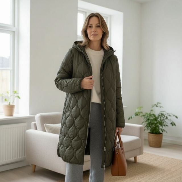 Danielle | Damesparka met motief, met capuchon, chic en comfortabel