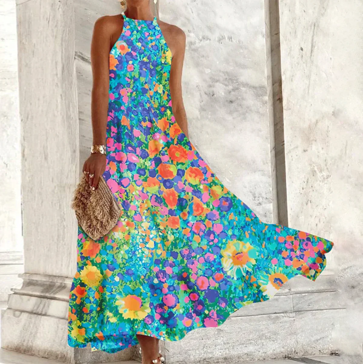 Vera - Mouwloze maxi jurk met halter