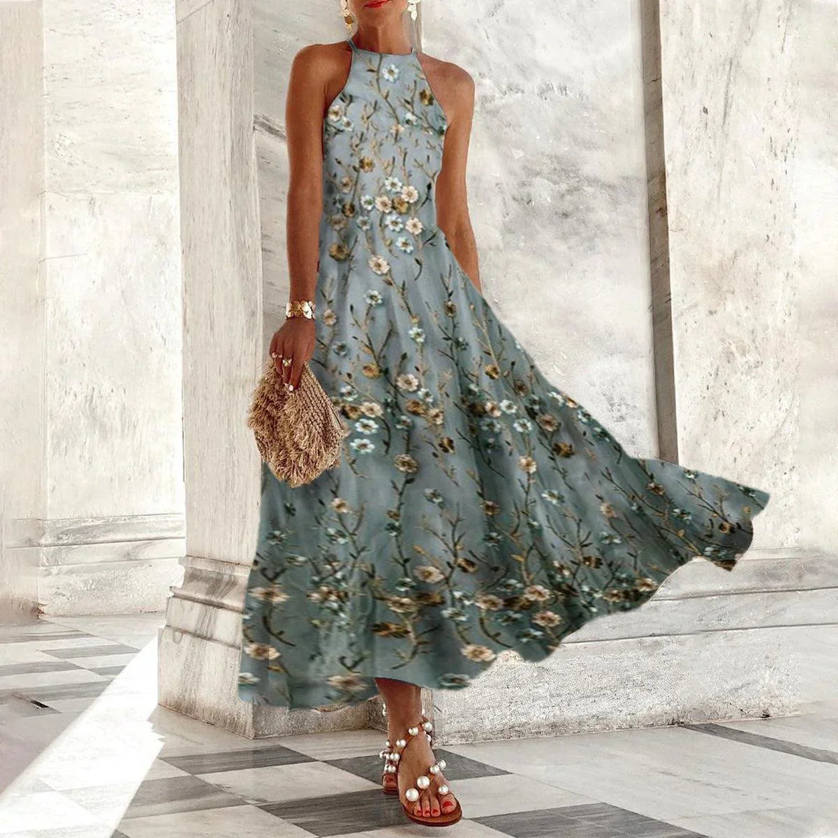 Vera - Mouwloze maxi jurk met halter