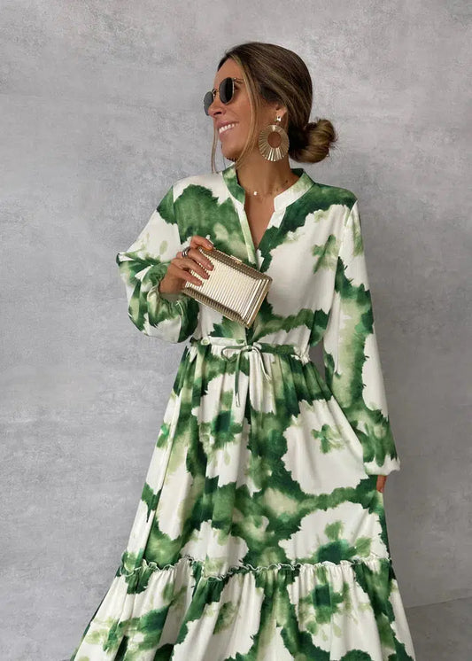 Elegante maxi-jurk met V-hals