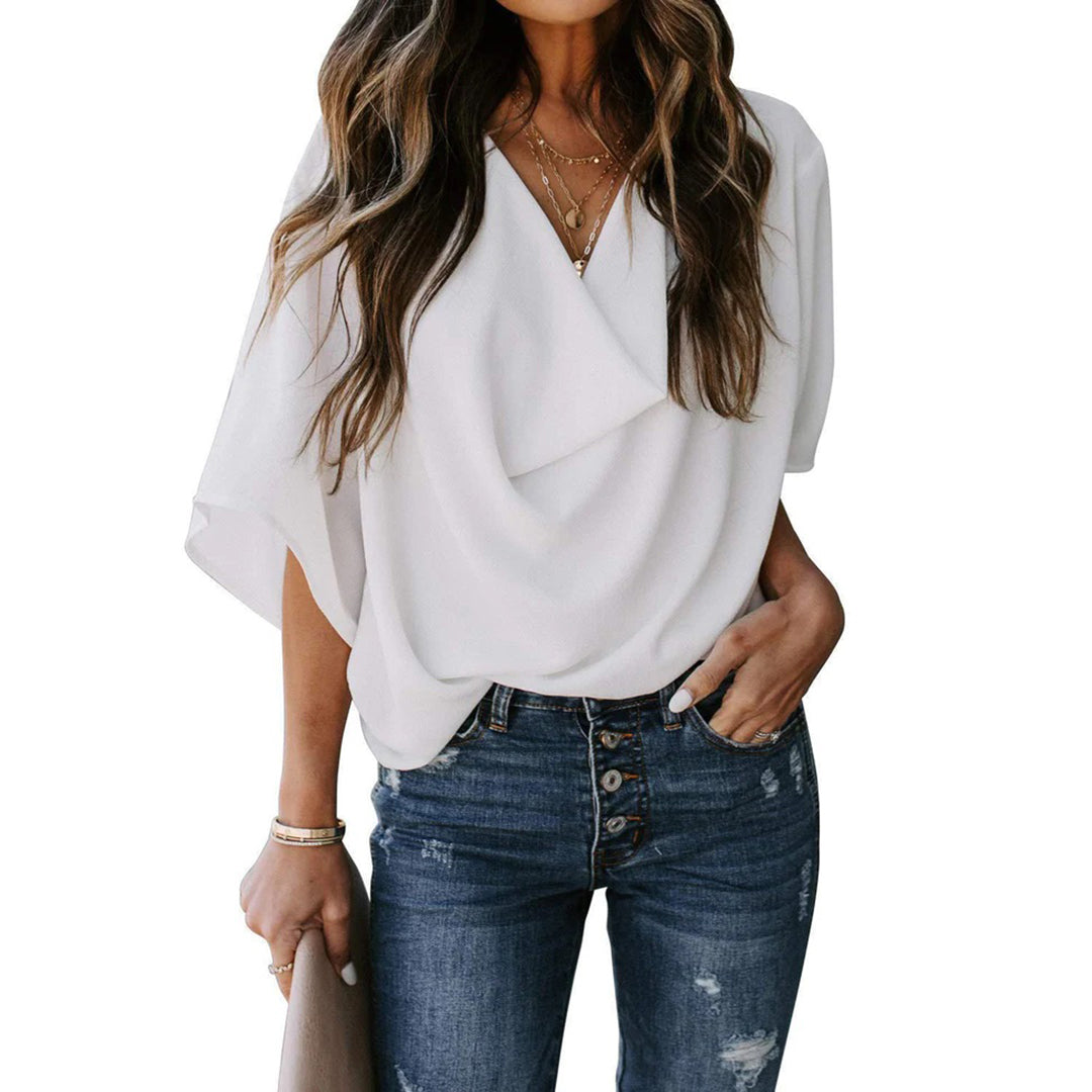 Nellie - Gedrapeerde Blouse voor Dames - Elegant & Veelzijdig