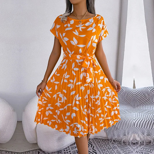 Zomerse chiffon jurk met bloemenpatroon
