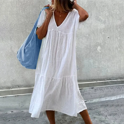 Wylla - Dames casual V-hals jurk met effen clutch tasje