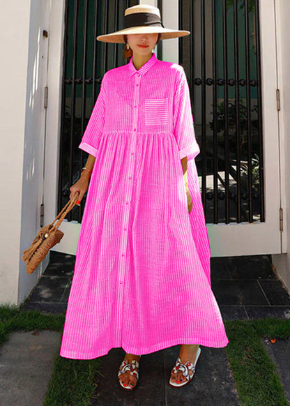 Ylonna - Geruite maxi jurk met revers en knopen