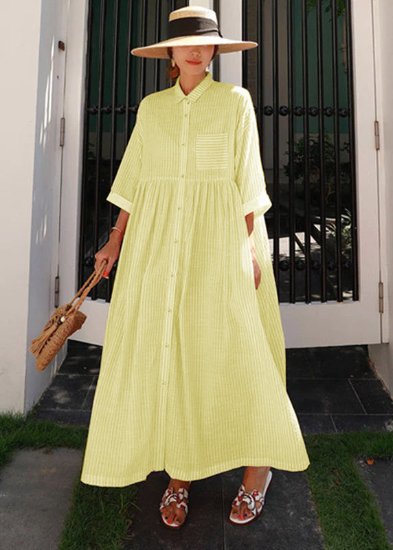 Ylonna - Geruite maxi jurk met revers en knopen