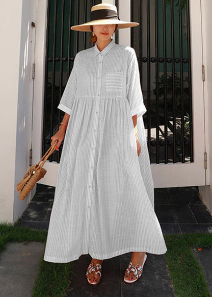 Ylonna - Geruite maxi jurk met revers en knopen