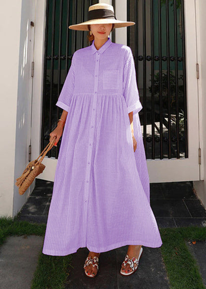 Ylonna - Geruite maxi jurk met revers en knopen
