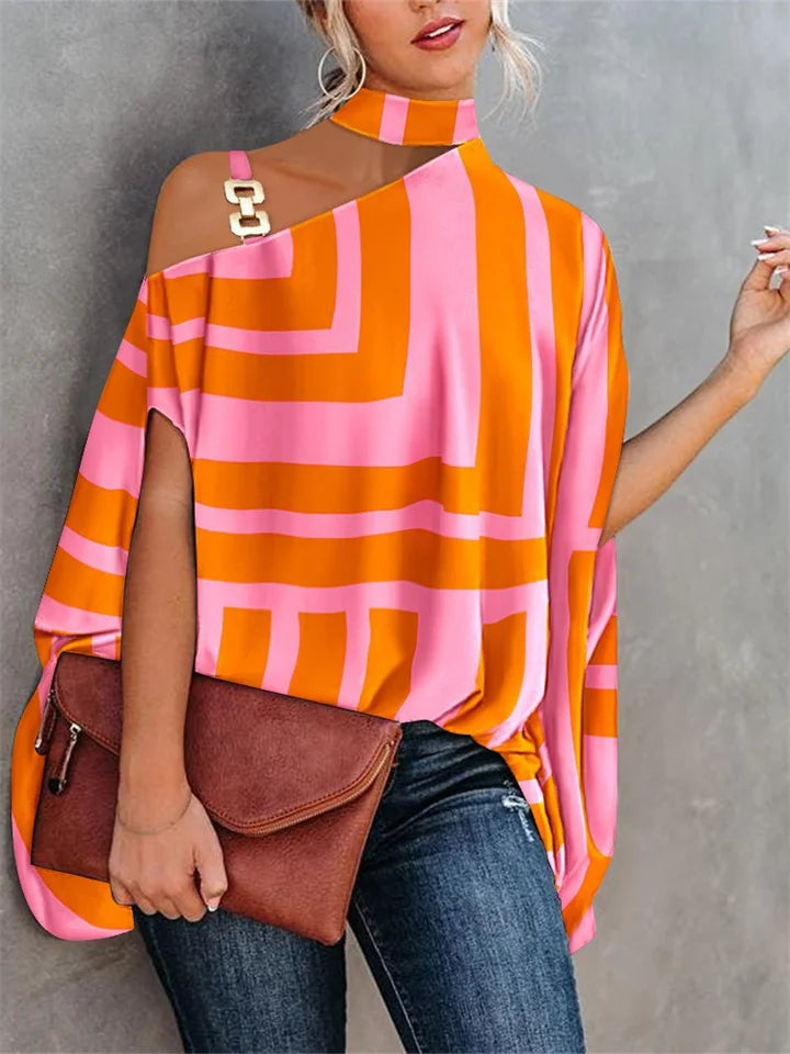 Estafania - Zomers t-shirt met vleermuismouwen en print