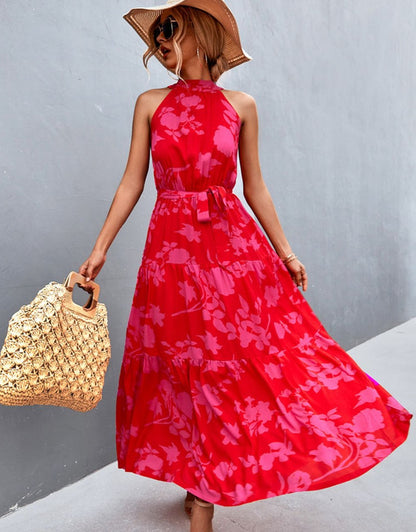 Mouwloze jurk met zomerse print