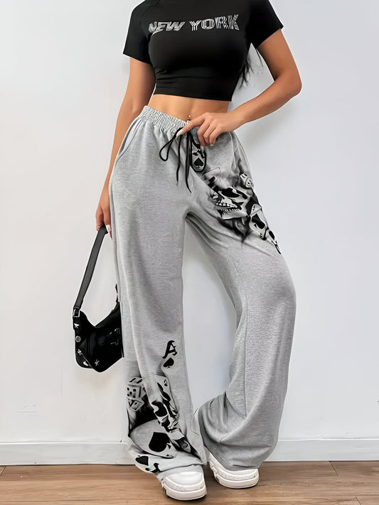 Casual wijde broek met inkt rookpatroon