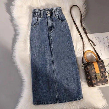 Denim rok met elastiek in de taille - Lucila