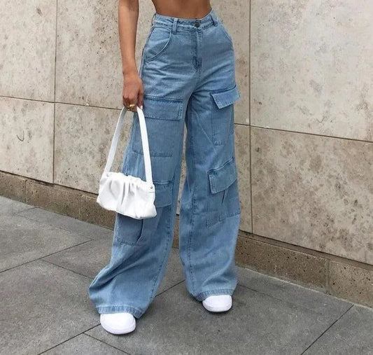 Minette | Denim cargo broek