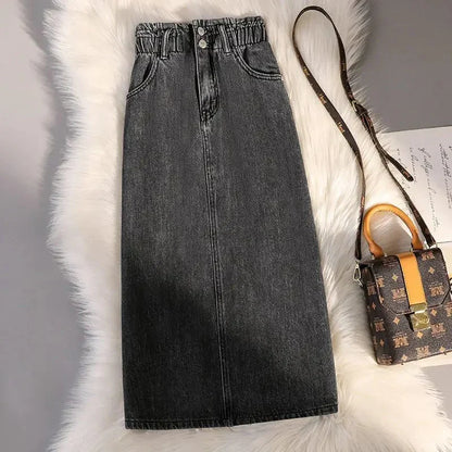 Denim rok met elastiek in de taille - Lucila