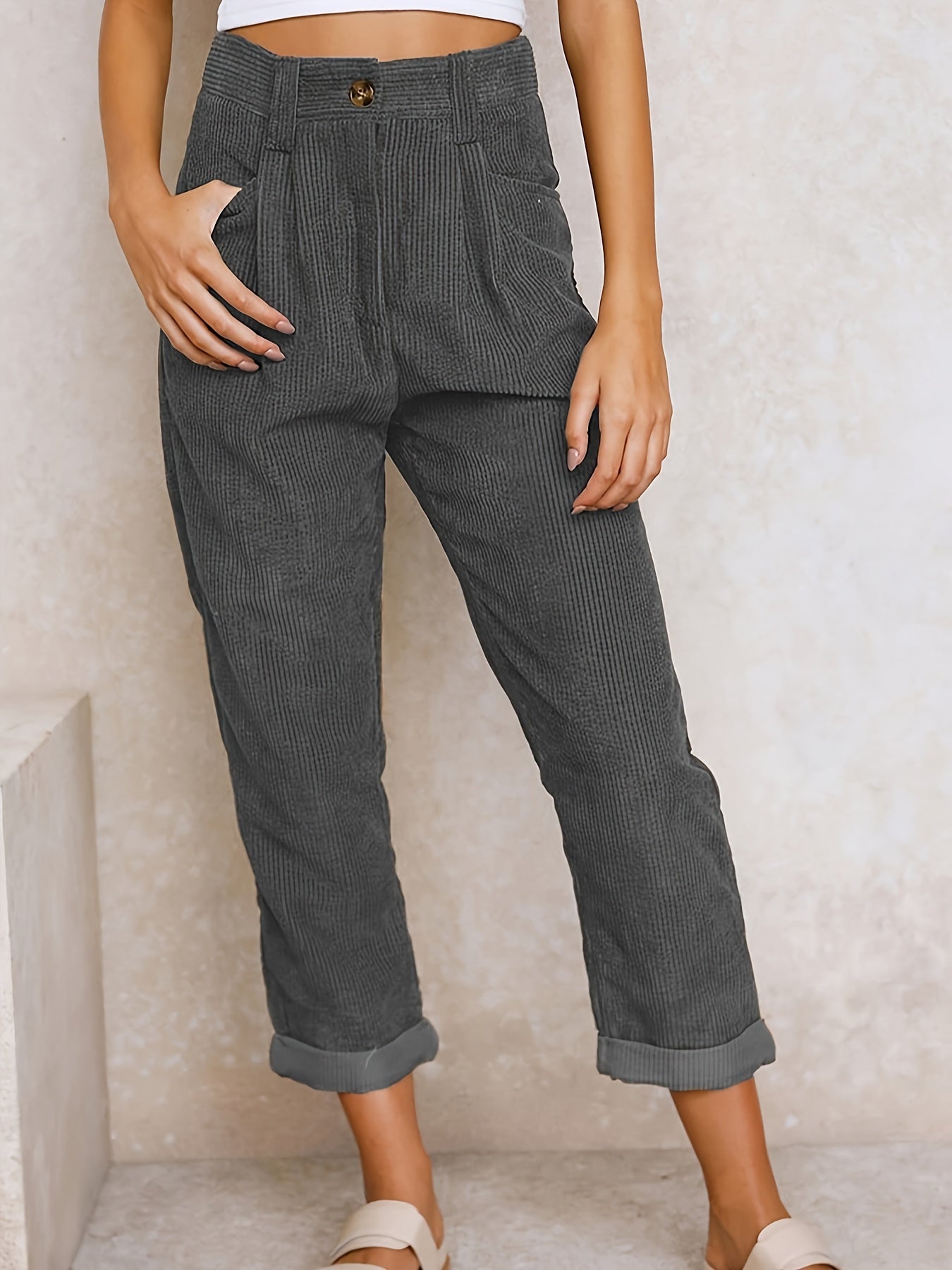 Cropped Corduroy Broek voor Dames