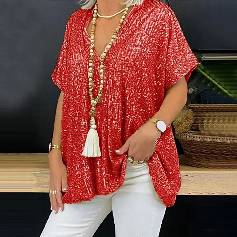 Wendy Bloes | V-hals Pailletten Blouse