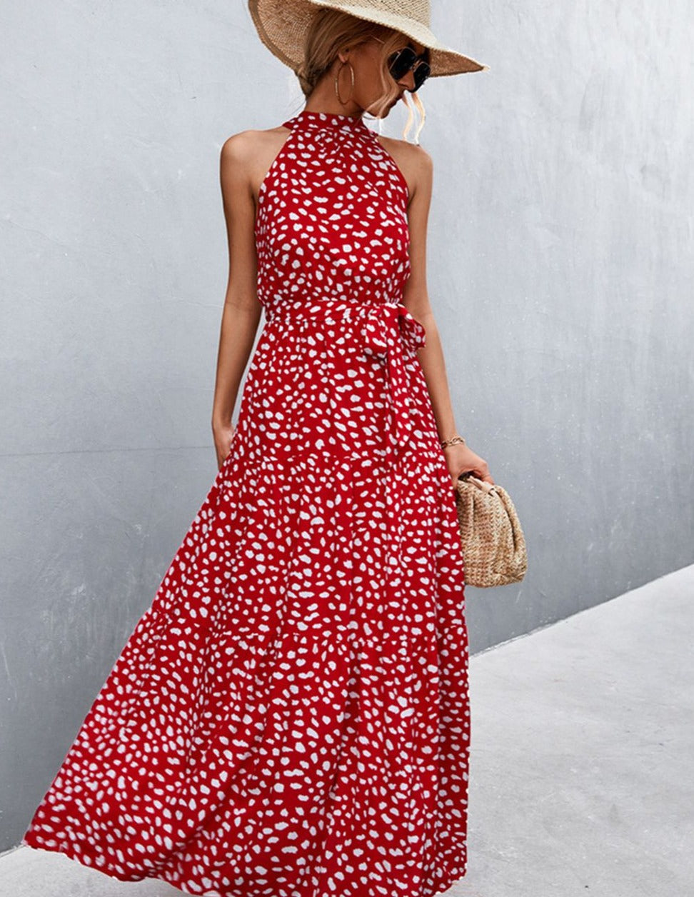 Mouwloze jurk met zomerse print