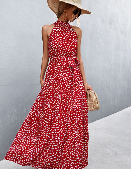 Mouwloze jurk met zomerse print
