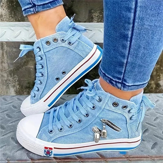 Urban - trend sneaker jeans-look & ritssluiting