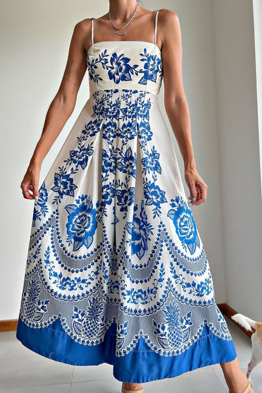 Maribel® | Blauwe keramiek midi-jurk