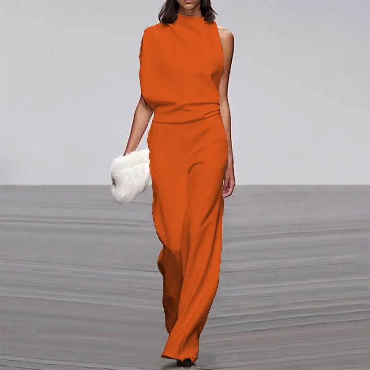 Elegante Zachte Mouwloze Wijde Pijpen Jumpsuit | Dames Zomer Jumpsuit