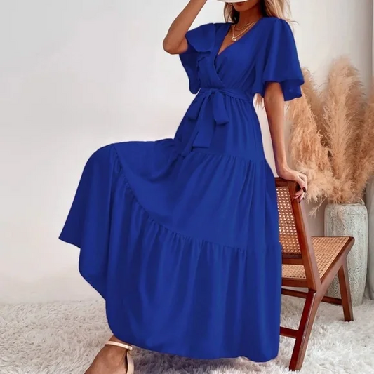 Boho-jurk met vlindermouwen en maxi-jurk met ruches