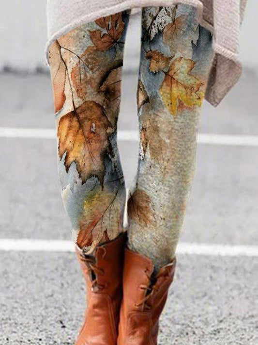 Casual broek met bladprint