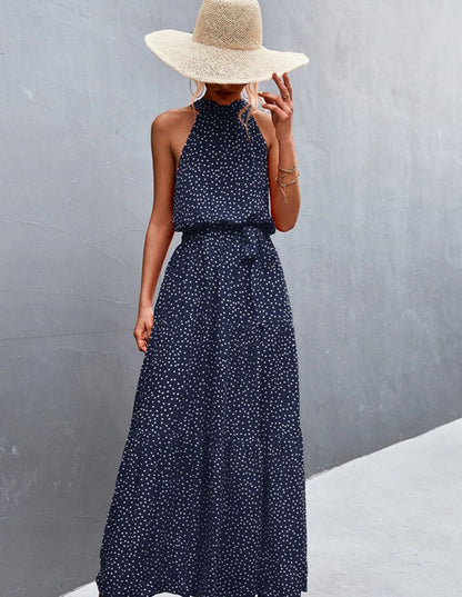 Mouwloze jurk met zomerse print