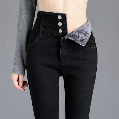 Thermo gestretchte damesjeans