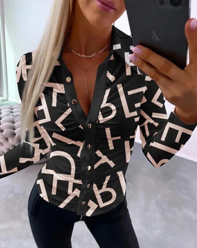 Frona Blouse | Vintage Print Blouse met Lange Mouw