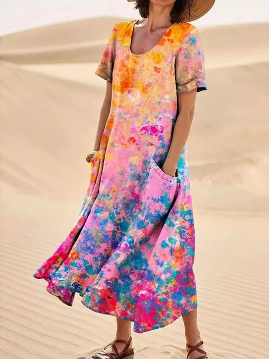 Vintage jurk met bloemenprint voor dames