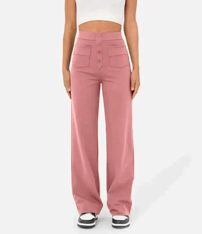 Broek met hoge taille en knopen aan de voorkant voor dames