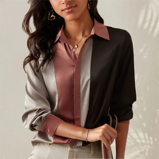 Verlee Bloes | Vintage Knoop Blouse met Lange Mouw