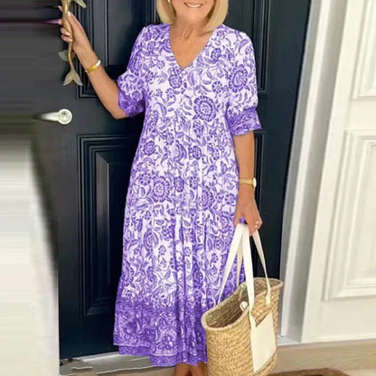 Elegante boho jurk met V-halslijn