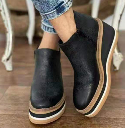 Laarzen met plateau en sleehak met elastische riem - Slip-On comfort