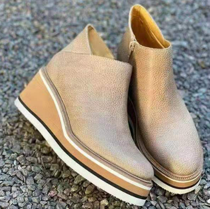 Laarzen met plateau en sleehak met elastische riem - Slip-On comfort