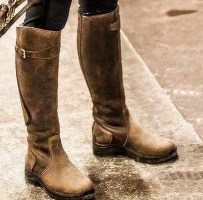 Megan - Hoog uitgesneden leren laarzen