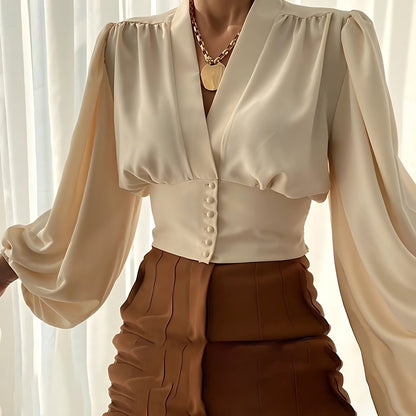 Gloria - Klassieke Heuplijn Blouse voor Vrouwen