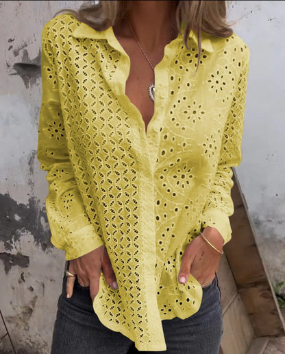 Shanaya Blouse | Blouse met lange mouwen en V-hals