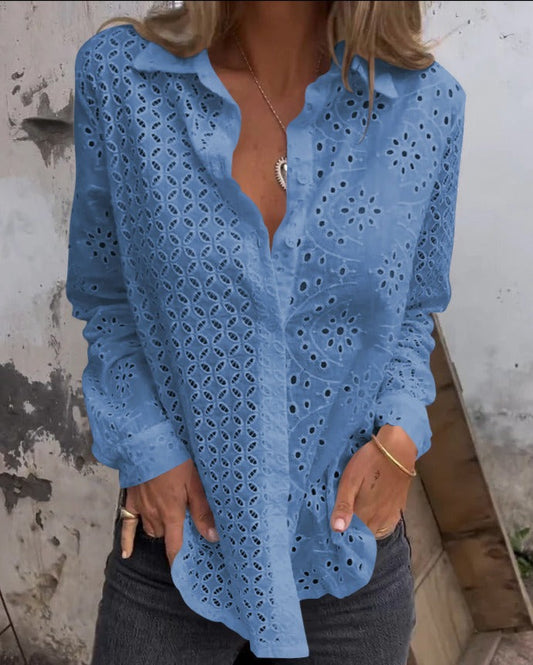 Shanaya Blouse | Blouse met lange mouwen en V-hals
