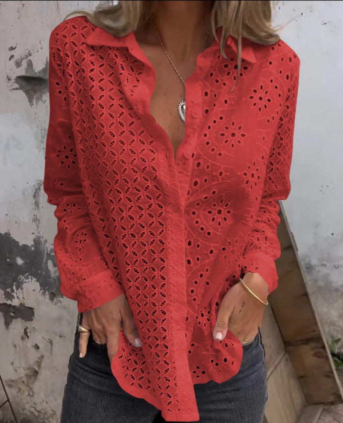 Shanaya Blouse | Blouse met lange mouwen en V-hals
