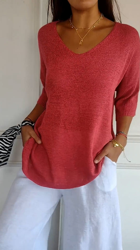 Shafina Top | Losse V-Hals Top