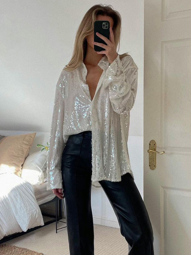 Trista Overhemd | Oversized Sprankelend Overhemd