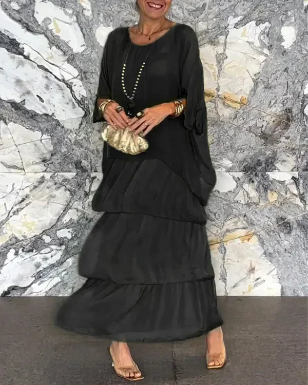 Elegante gerimpelde losse jurk