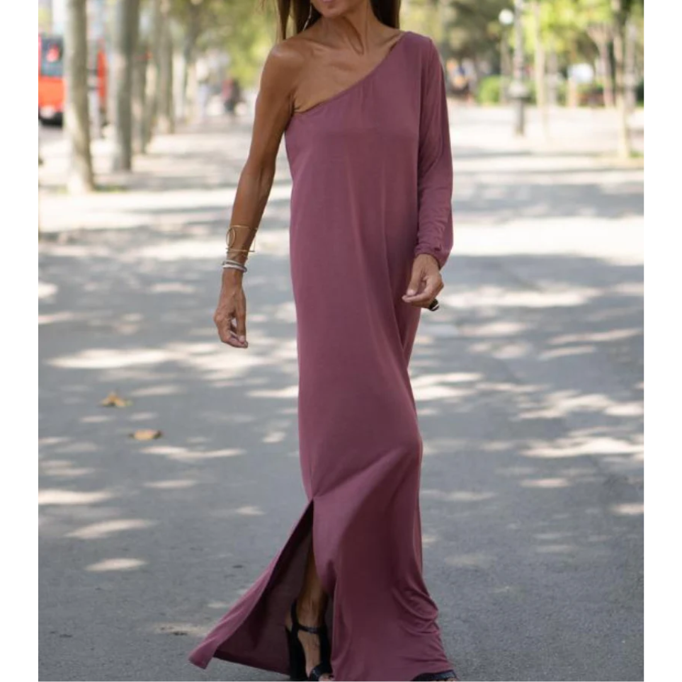 Elegante en lichte jurk met één schouder