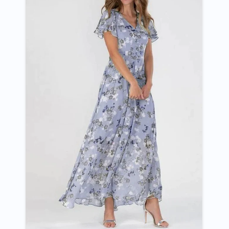 Maxi-jurk met vlindermouwen en bloemenprint