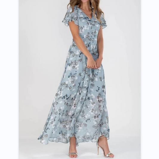 Maxi-jurk met vlindermouwen en bloemenprint