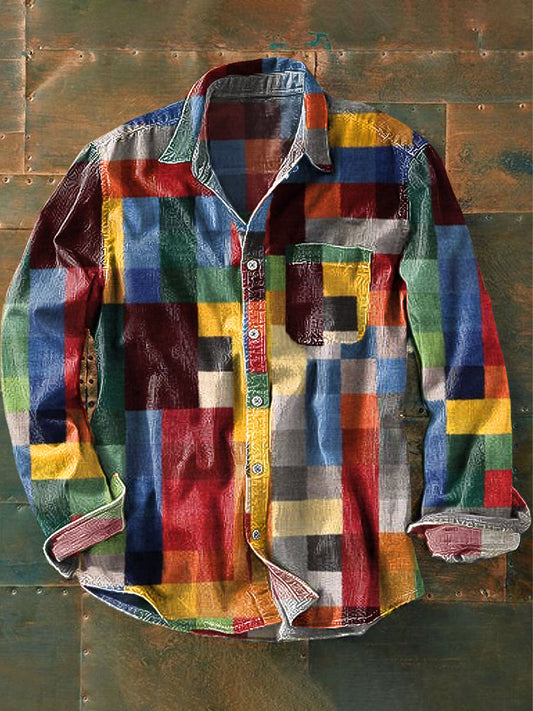 Eryka™ Shirt met lange mouwen en Vintage Bedrukte Kraag