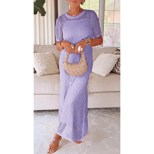 Tweedelige set met lange strapless jurk en luchtige jas met korte mouwen